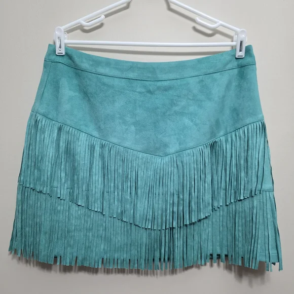 Sterling Kreek Ladies Size L Fringe Skirt W/Built In Shorts Fringe Western Teal - Picture 2 of 7